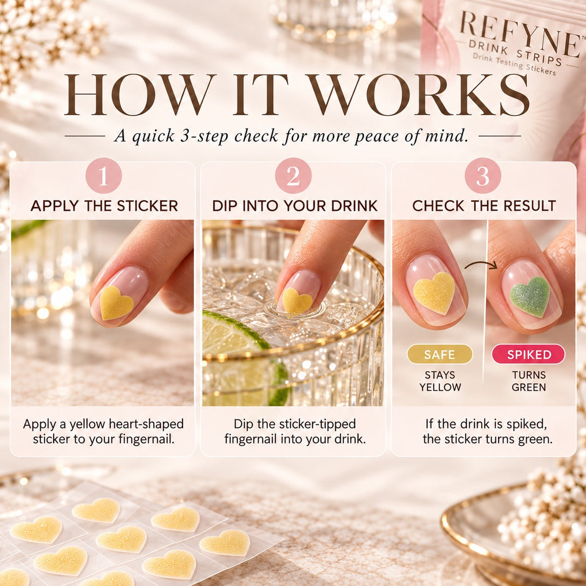 PoppyTrove™ SipDot — Drink Testing Nail Stickers